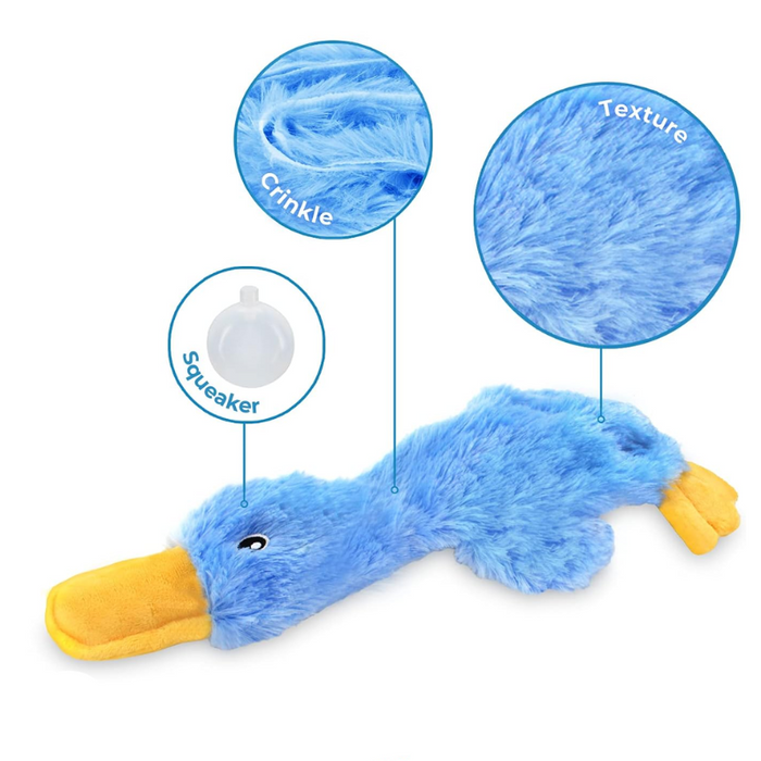 Crinkle Duck Shaped Dog Toy With Squeaker