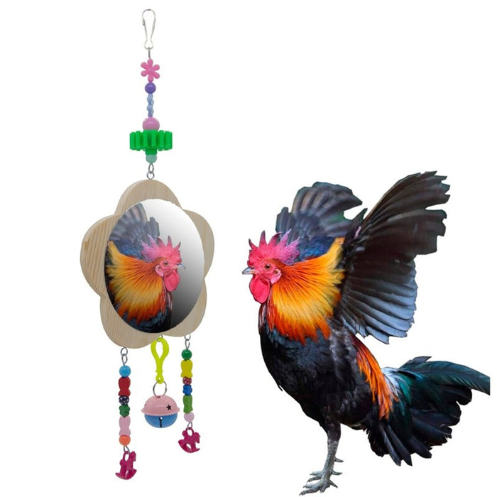 Wood Mirror Toy with Bell For Bird Toys