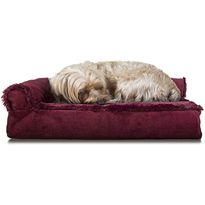 Pet Bed for Dogs and Cats - Plush and Velvet L-Shaped Chaise Solid Slab Orthopedic Dog Bed
