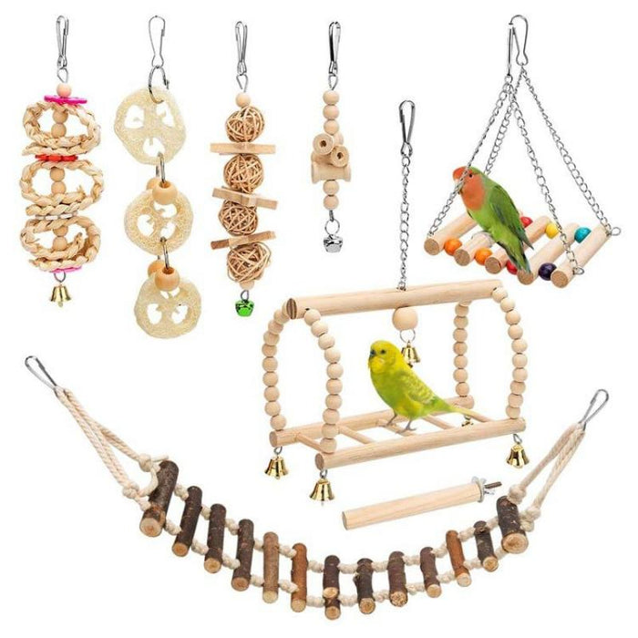 8Pcs Eco-Friendly Parrot Cage Accessories