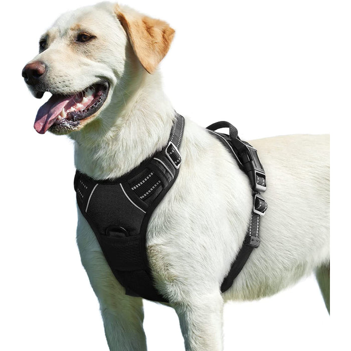 Walking Pet Harness With 2 Metal Rings And Handle Adjustable