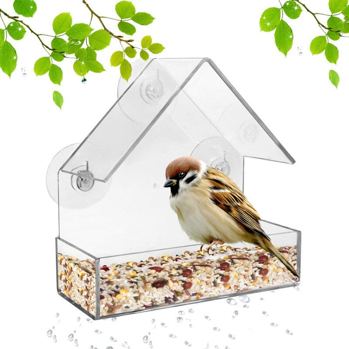 House With Feeder Suction Cup With Birds
