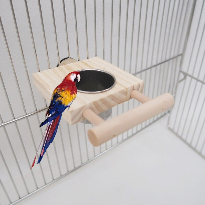 Wooden Hanging Parrot Feeder