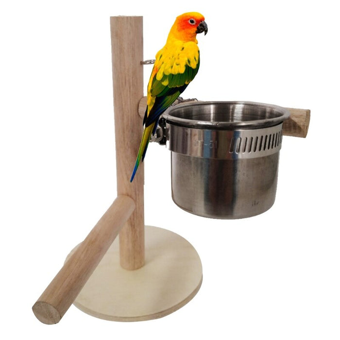 Birds Feeding Dish Cup Wooden Standing Toy
