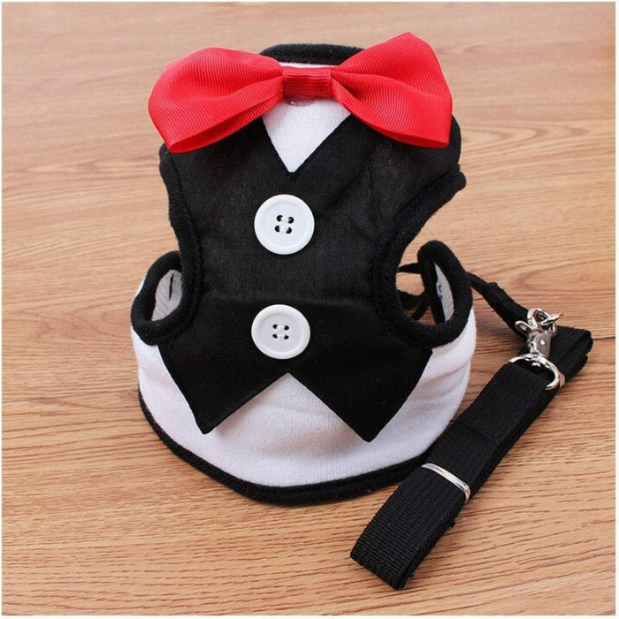 Dog Harness Vest with Bow Tie