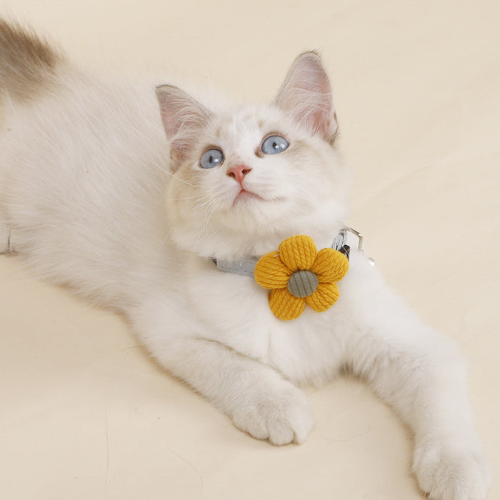 Cat Collar Knitted Flower