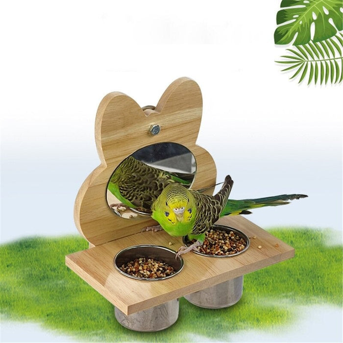 Bird Mirror Toy with Wooden Platform
