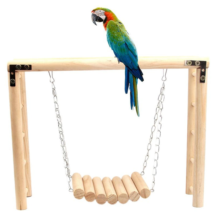 Wooden Hanging Swing Parrot Toy