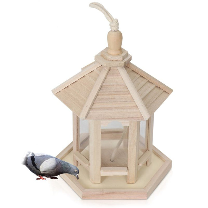 1000ml Hanging Feed Dispenser In Wooden For Birds