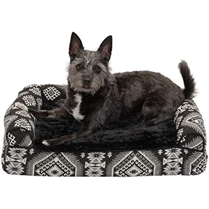 Pet Bed for Dogs and Cats - Plush and Southwest Kilim Decor Sofa-Style Cooling Gel Foam Dog Bed