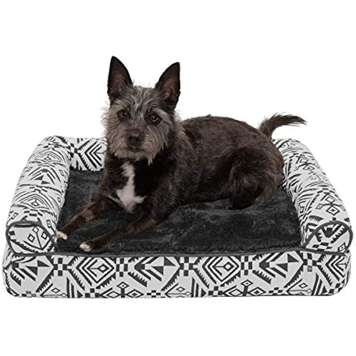 Pet Bed for Dogs and Cats - Plush and Southwest Kilim Decor Sofa-Style Cooling Gel Foam Dog Bed