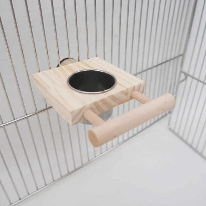 Wooden Hanging Parrot Feeder