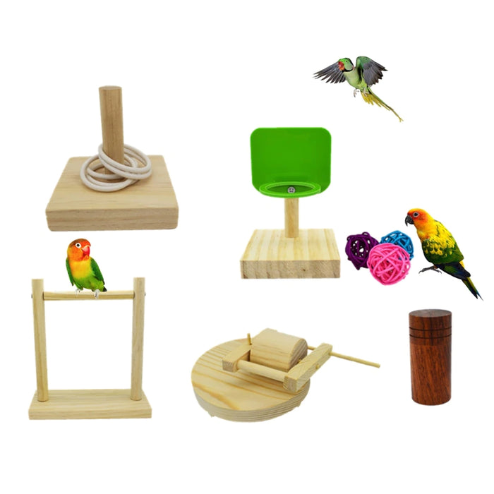 5Pcs Wooden Puzzle Toys For Birds