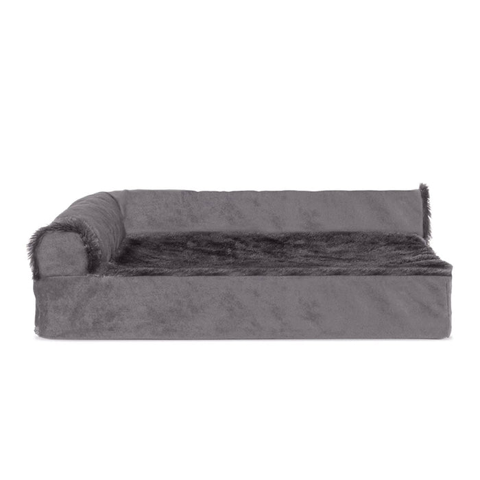 Pet Bed for Dogs and Cats - Plush and Velvet L-Shaped Chaise Solid Slab Orthopedic Dog Bed