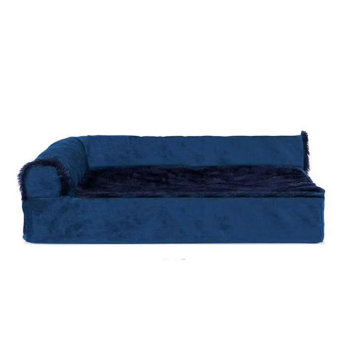 Pet Bed for Dogs and Cats - Plush and Velvet L-Shaped Chaise Solid Slab Orthopedic Dog Bed
