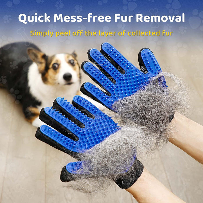 Pet Grooming Glove - Gentle Deshedding Brush Glove