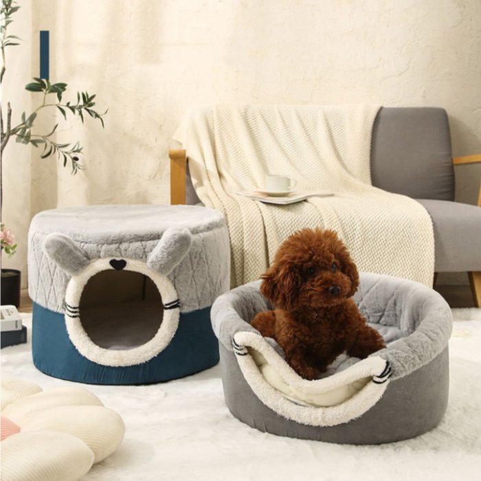 Soft Plush Pet Bed Enclosed Kennel