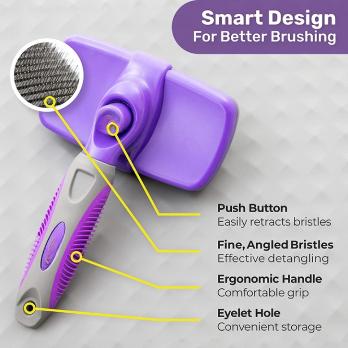 Self-Cleaning Pet Brush For Grooming And Deshedding