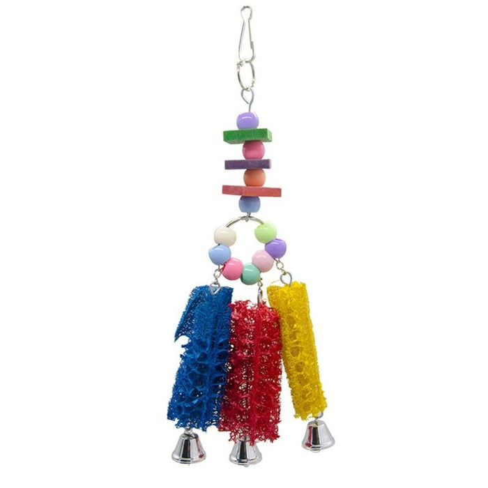 Loofah Sponge Hanging Bell Bird Toy