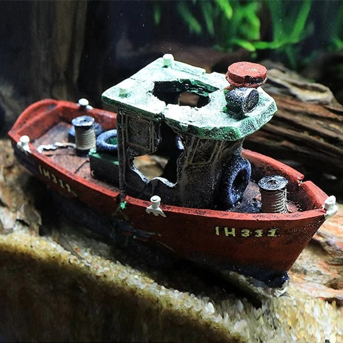 Boat Shipwreck Shelter Ornament For Aquarium