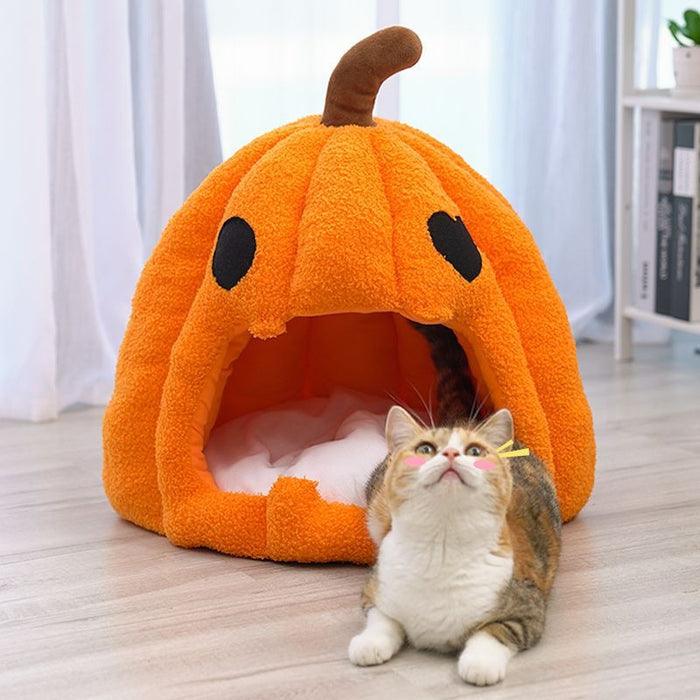Halloween Pumpkin Cat House