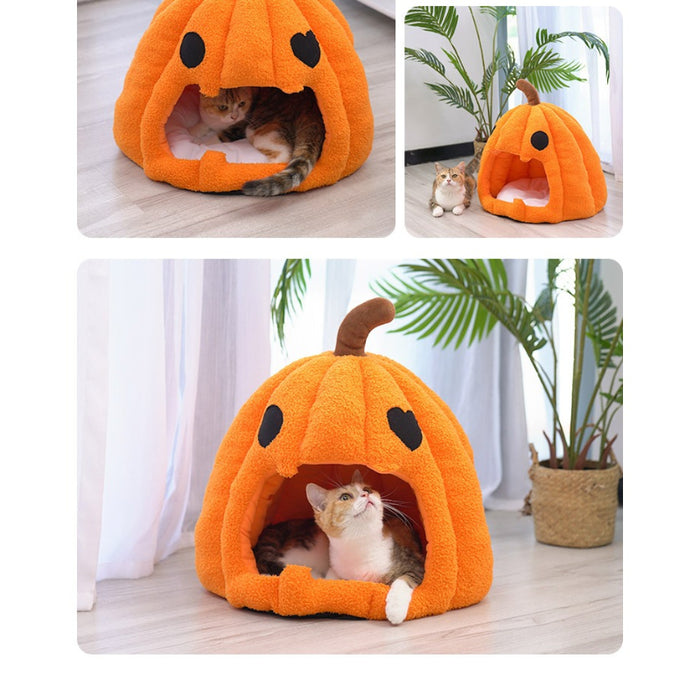 Halloween Pumpkin Cat House