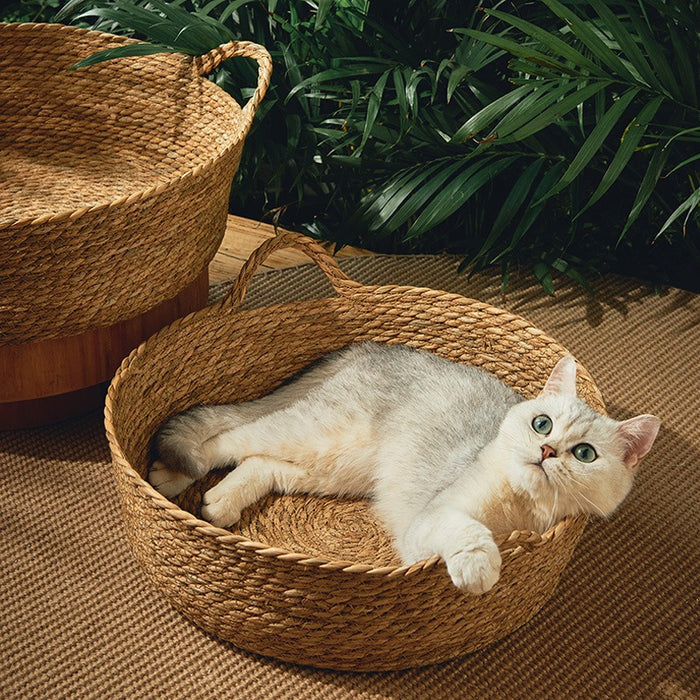 Hand-Woven Rattan Cat Bed