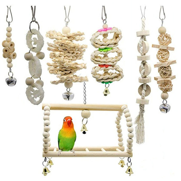 7 Pieces Wood Bird Toys