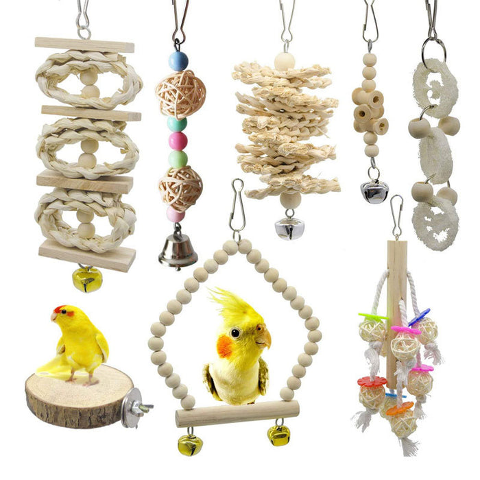 8 Pieces Pack Wood Bird Toys
