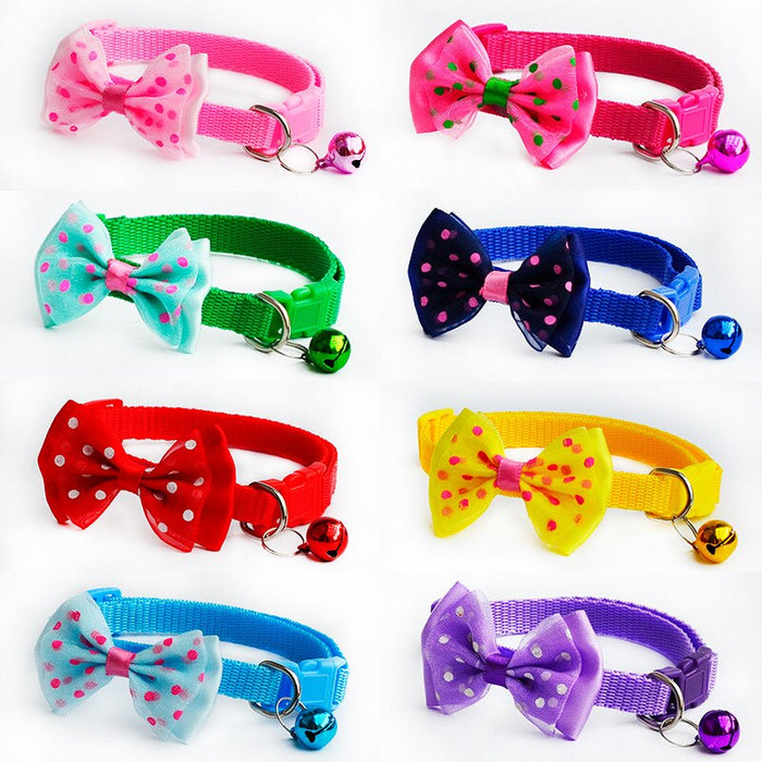 Polyester Dog Collars With Bowknot Bells