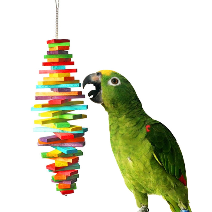 Bird Wood Chew Toy With Hanging Chain