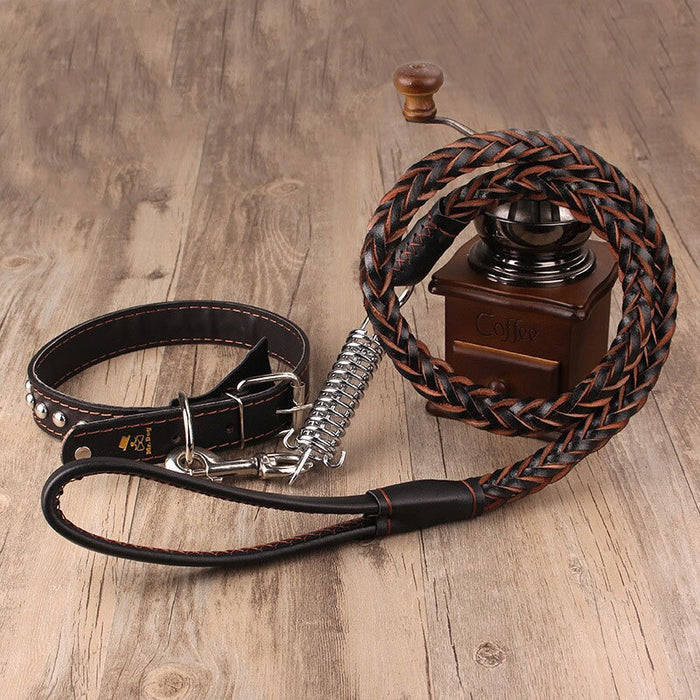 Leather Dog Collar And Leash