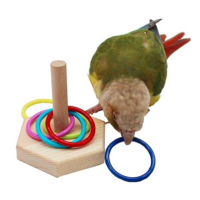 Wooden Stacking Rings Toy For Pet Birds