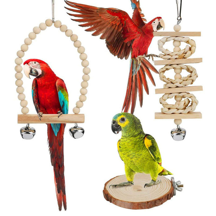 8 Pieces Pack Wood Bird Toys