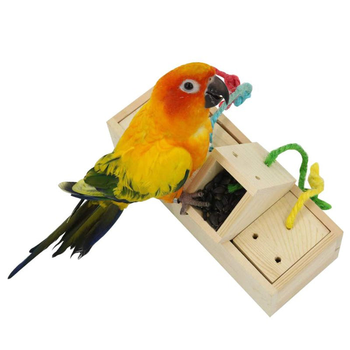 Food Foraging Wooden Box For Birds