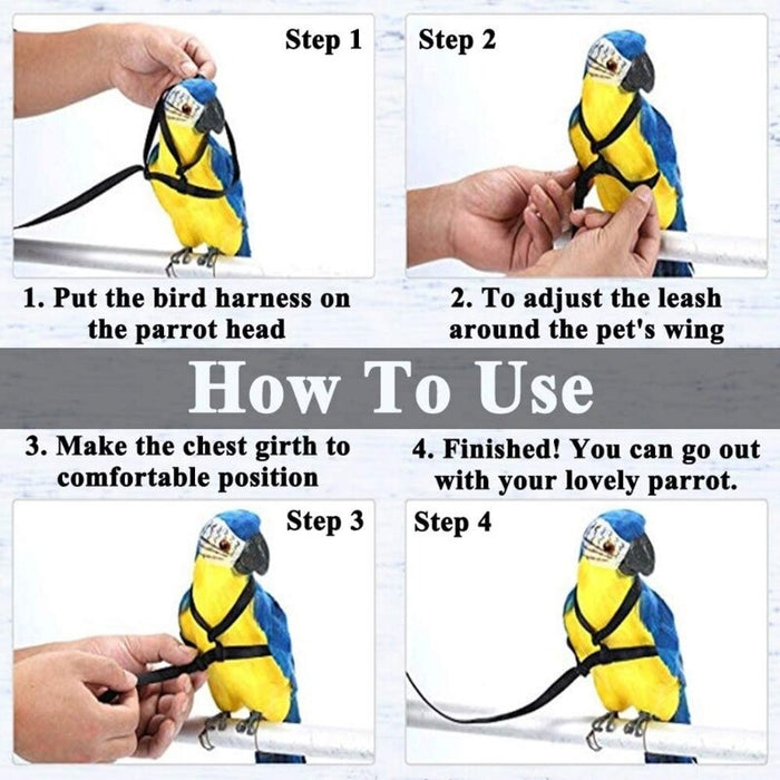 Pet Bird Adjustable Harness And Leash