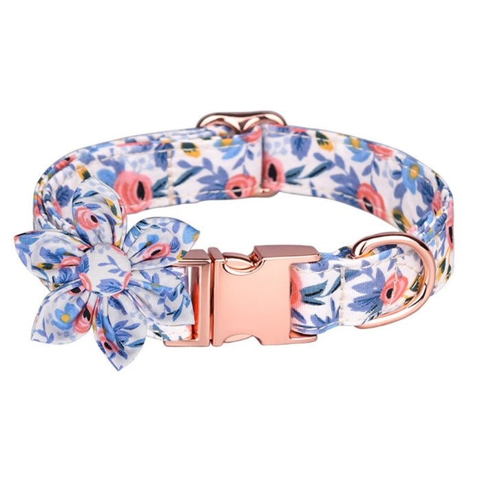 Adjustable Floral Dog Collar With Safety Buckle