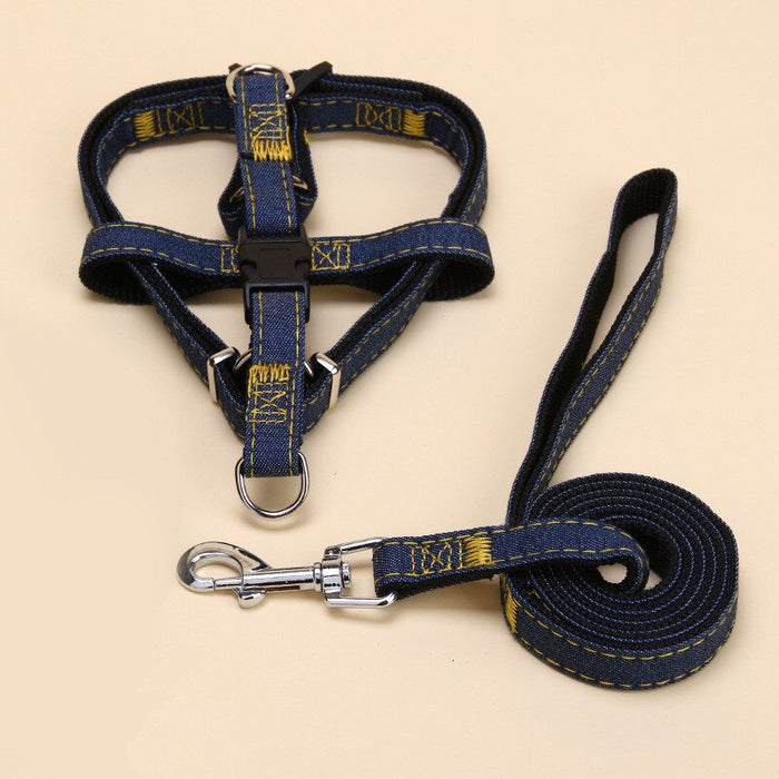 Denim Harness And Leash Set